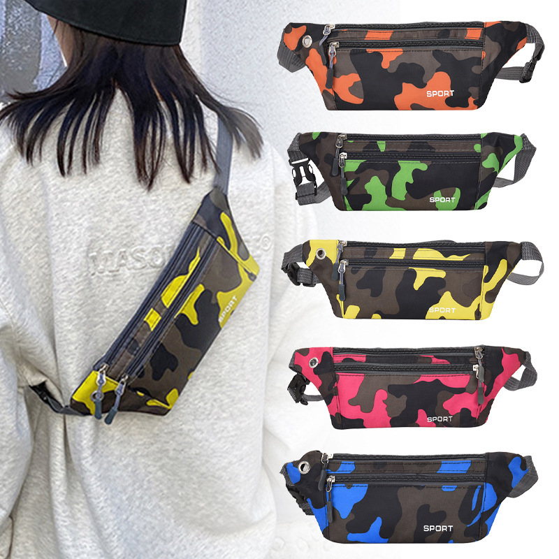 Camouflage Sports Waist Bag Wholesale, Fashionable Casual Crossbody Chest Bag for Men and Women, Lightweight and Close-Fitting Phone Waist Bag