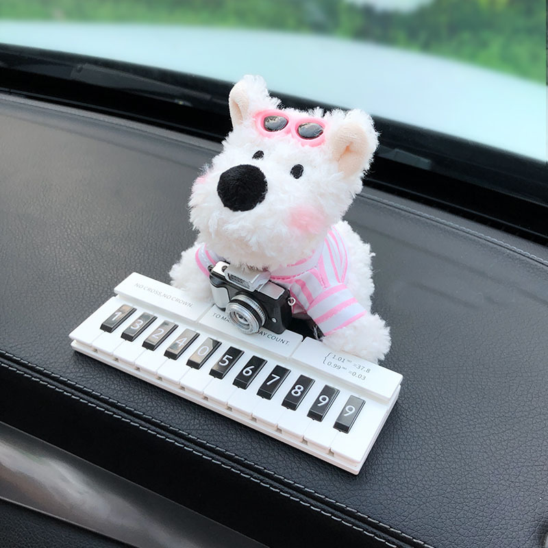2025 nuevo coche West Highland Puppy coche estacionamiento temporal número de teléfono matrícula decoración del coche coche coche móvil coche móvil coche