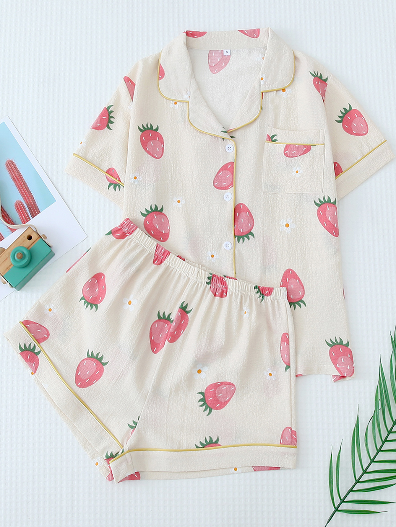 Sous-vêtements et vêtements de nuit Pyjamas et vêtements d'intérieur à fraises pour femmes Vêtements de nuit confortables et mignons pour occasions formelles et décontractées pour femmes_voghion.com
