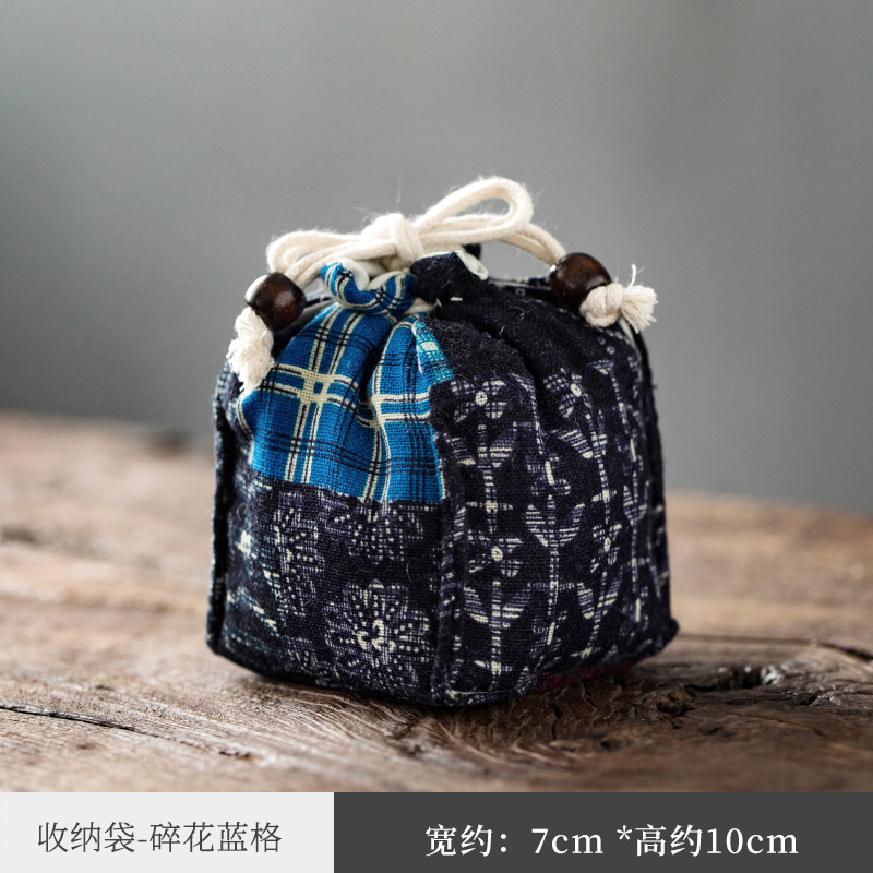 Ganador de algodón engrosado y cáñamo Master Cup bolsa de almacenamiento de una sola taza de viaje taza portátil taza de té juego de té taza de té pequeña bolsa de tela
