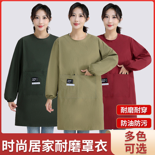 New Style Long-Sleeve Printed Waterproof Stain-Resistant Dining Special Purpose Workwear Kitchen Home Use Reversible Cover-up Women's Logo
