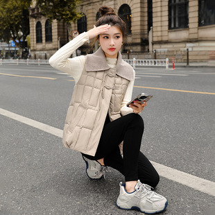 Down Cotton Autumn and Winter Vest New Wool Collar Women's Fashion Short All-match Outer Ware Stylish Loose Vest