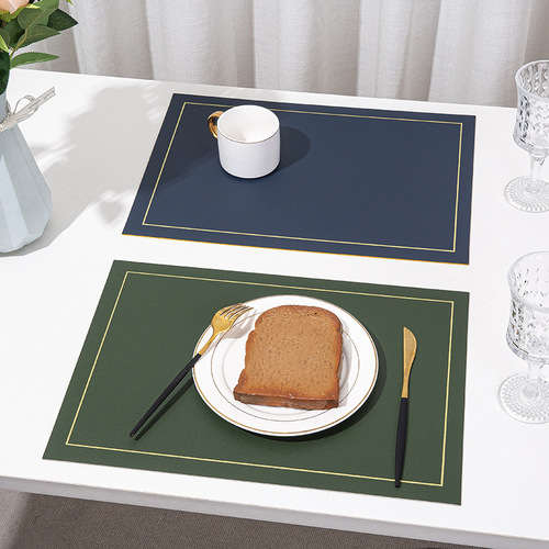 Wholesale solid color leather placemats insulation mats anti-scalding western dining table mats double-sided two-color placemats waterproof and oil-proof dining table mats