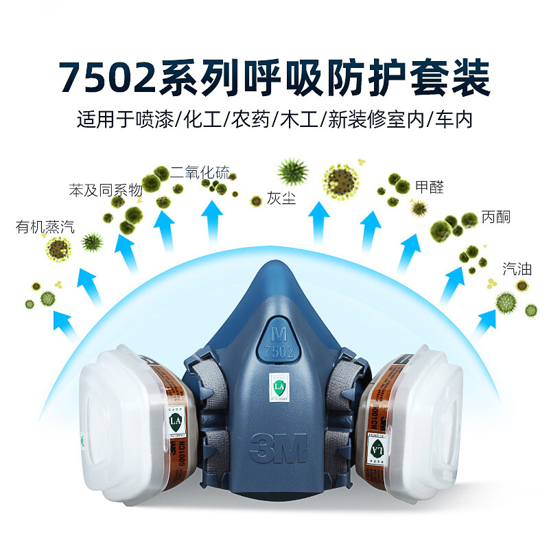 3M máscara protectora 7502 traje 6001 carbón activado Filtro de polvo al por mayor pintura en aerosol formaldehído máscara de gas