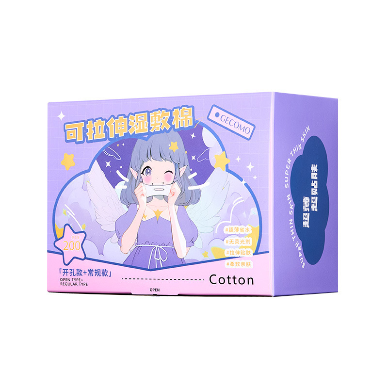 GECOMO algodón húmedo estirable, algodón de maquillaje portátil, algodón de maquillaje portátil, algodón de maquillaje