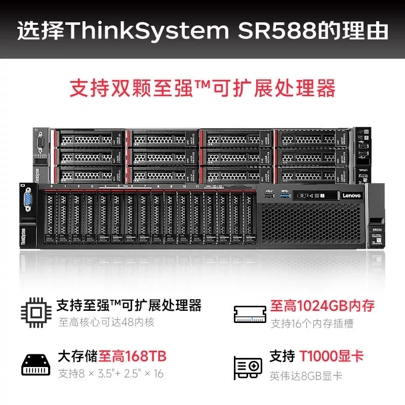 Lenovo SR588 server host 2U rack type domestic model AI computing power GPUT3660