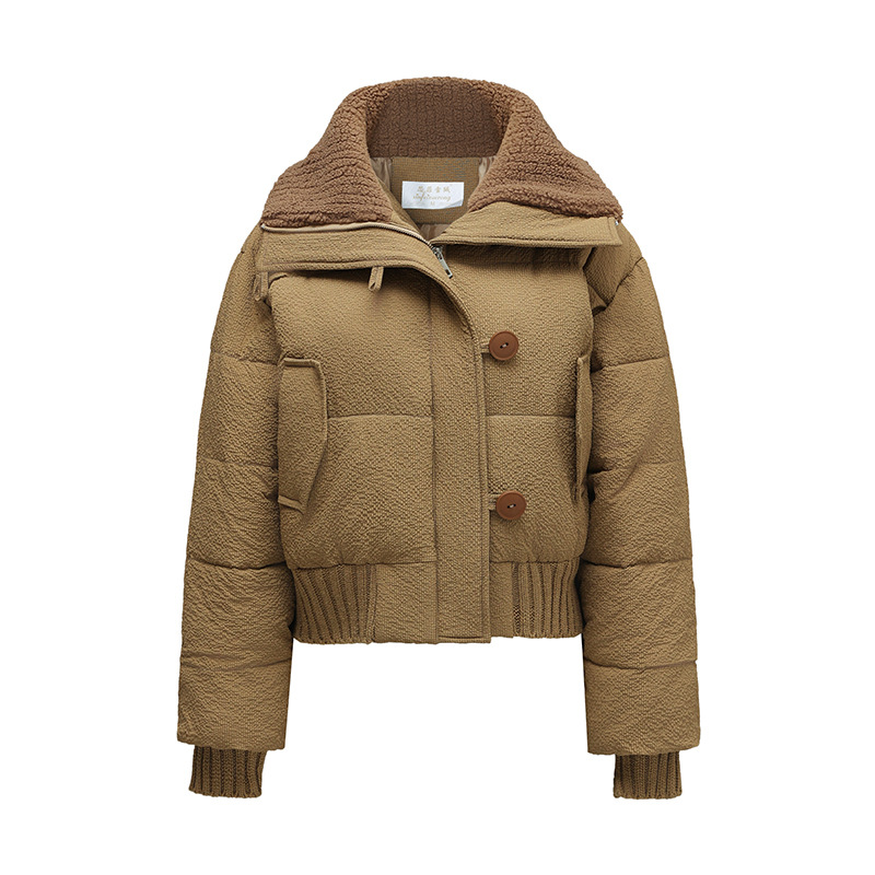 Ropa de algodón corta de manga larga de invierno femenino estilo americano retro sensación de nicho de algodón cálido chaqueta de algodón gruesa suelta