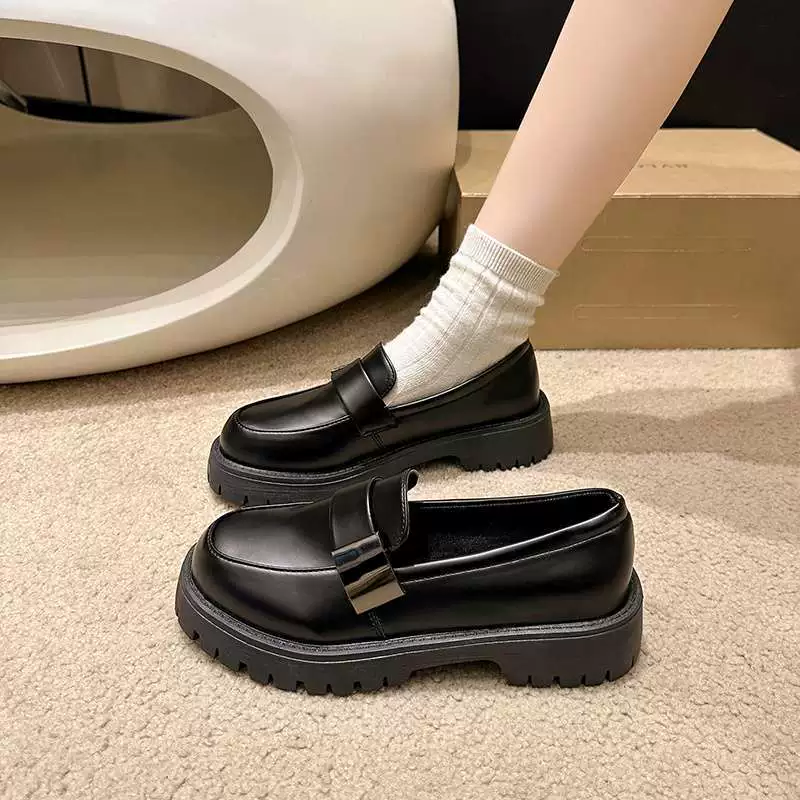 Размер 35-43, маленькие кожаные туфли большого размера в британском стиле для женщин, 41, лоферы на толстой подошве, универсальные туфли на одну ногу в японском стиле, 42