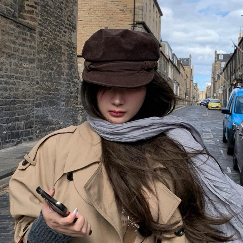 高级感贝雷帽子女秋冬季时尚百搭显脸小画家帽清新甜美八角报童帽|undefined