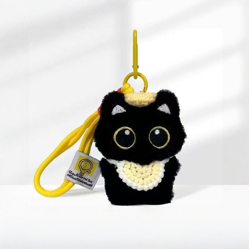 Nuevo original felino negro de peluche bolso colgante dopamina toallas de saliva bolso pequeño muñeca llavero