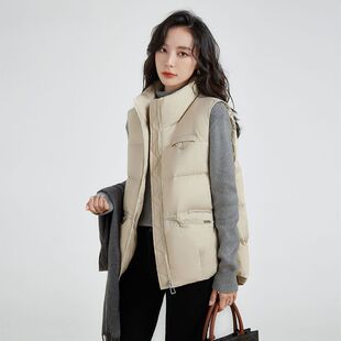 Foreign Trade Vest Women's Short 2024 Spring and Autumn New Korean Style Rivet Collar Vest