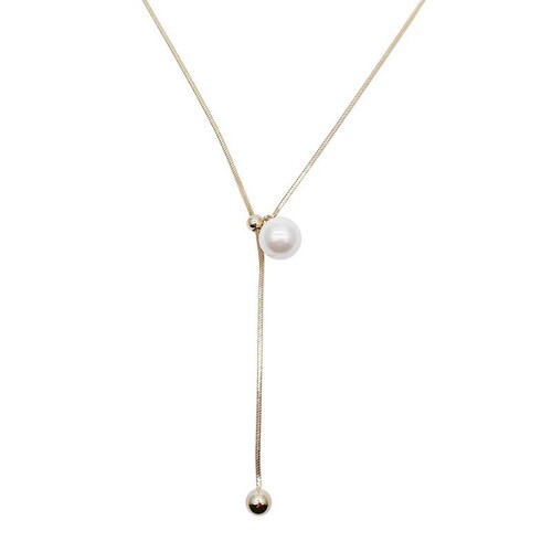 Minimalist and Unique Design Pull-out Pearl Long Pendant Necklace for Women, Cool and Unconventional, Simple and Elegant, Versatile and Matching Cardigan Chain