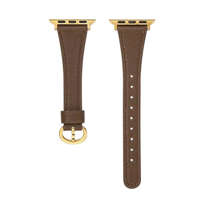 Suitable for applewatch87654 generation cowhide thin strap small waist horseshoe buckle apple watch strap S8