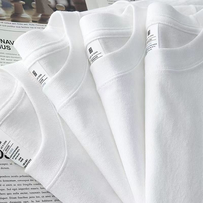 Heavy 230g solid color T-shirt short sleeve women's base shirt pure white T-shirt combed cotton men's half sleeve wide pine summer cotton