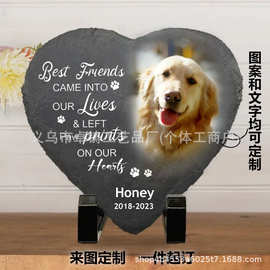 跨境POD亚马逊代发宠物纪念石头雕像摆件图片猫狗生辰日纪念摆件