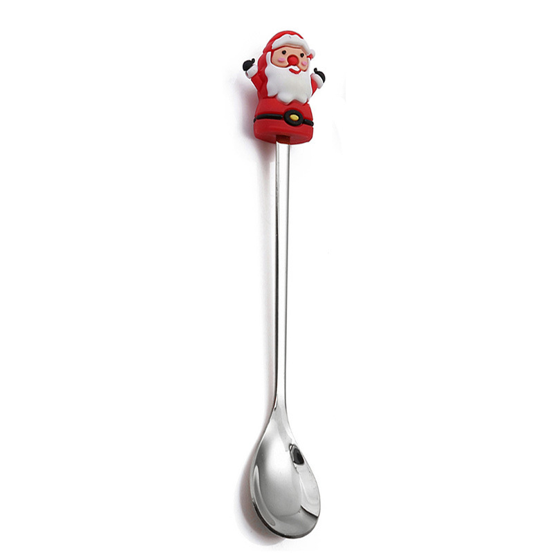 クロスボーダークリスマススプーンとフォーク食器セットヘラジカクリスマスツリーサンタクロース大型ゴールデンスプーンクリスマス食器|undefined