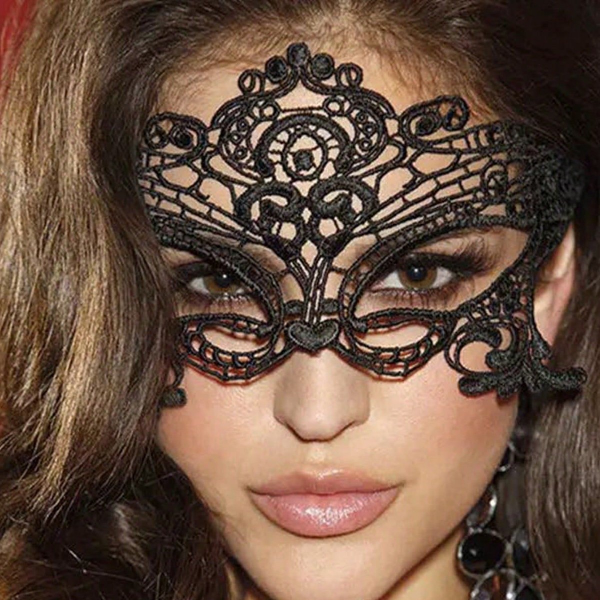Xiyin Amazon Halloween Mascarada de encaje Máscara de media cara Máscara vacía Máscara sexy para adultos Mujer