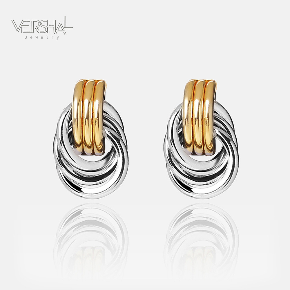 Amazon's Popular Golden Declaration Geometric Hanging Multi-Layered Earrings for Women Thick Thick Gold Knotted Water Drop Pendant Earrings