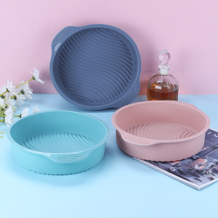 High Temperature Resistant Silicone 9inch Double-Layer Double-Eared Round Cake Plate Household Pizza Baking Pan Microwave Baking Tool