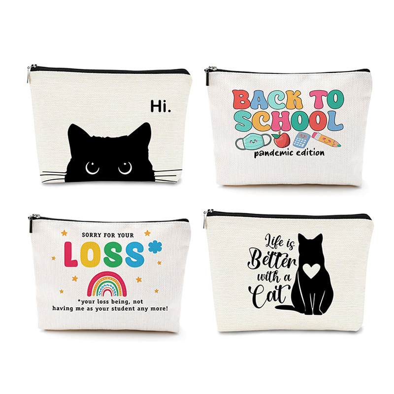 Cross-border explosions large-capacity portable cute storage bag zipper letter printing cosmetic bag 15*22CM