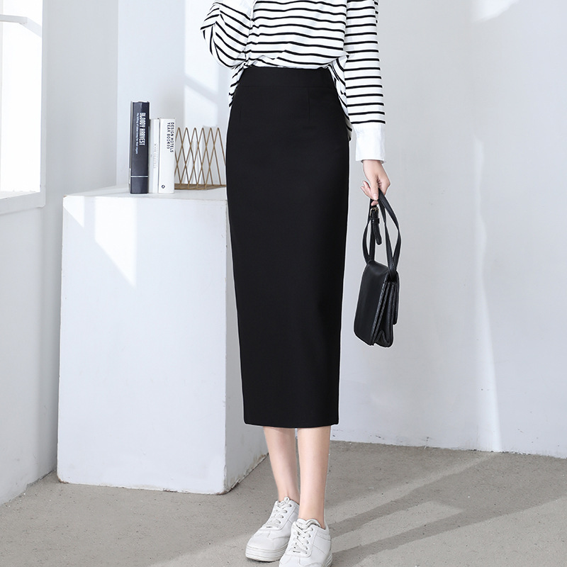 Cross-border Spring and Autumn New Long Skirt High Waist Stretch Hip Skirt Slim-fit Slim Skirt Professional OL Commuter Women's Black Skirt