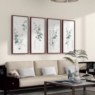 Modern Minimalist New Chinese Style Vertical Entrance Bamboo Decorative Painting Zen Elegant Tea Room Study High-End Ink Hanging Painting