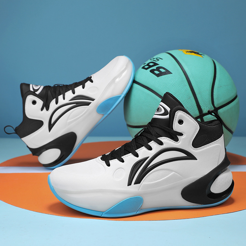 Zapatillas de baloncesto de microfibra Yushuai 17, cojín de aire de combate real juvenil, rebote de absorción de impactos, calzado deportivo profesional resistente al desgaste para estudiantes de secundaria, hombres