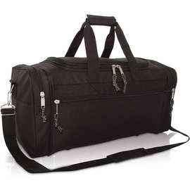 新款旅行包 大容量运动包 健身包短途折叠旅行包黑色可调带印logo