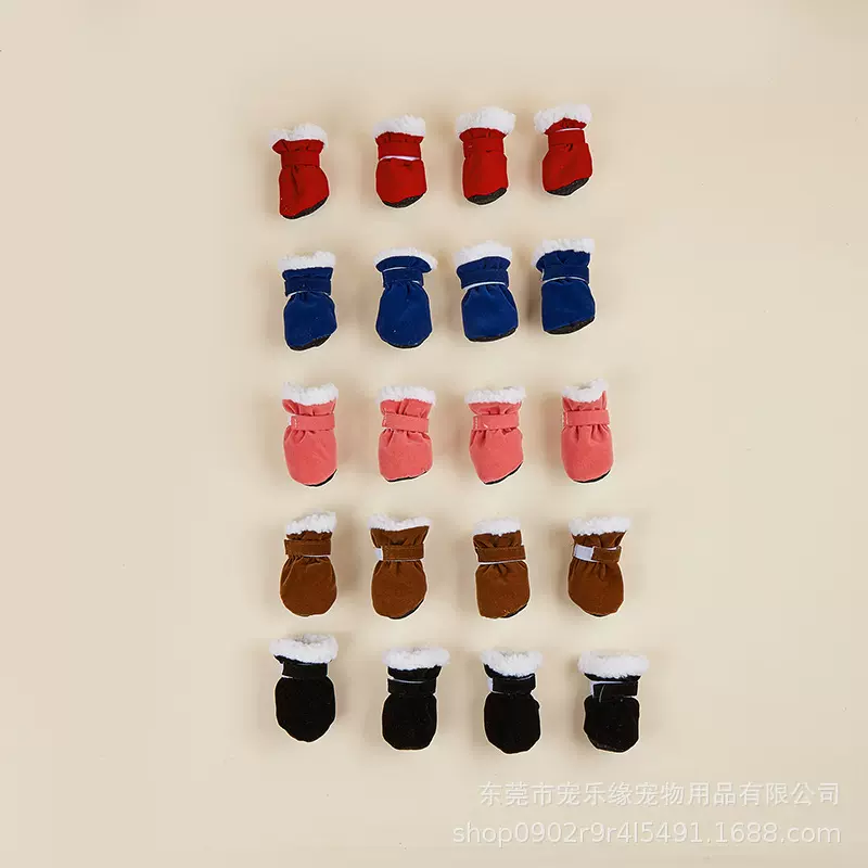 厂家批发现货宠物小狗狗冬季加绒加厚软底脚套不掉防滑鞋子狗鞋子