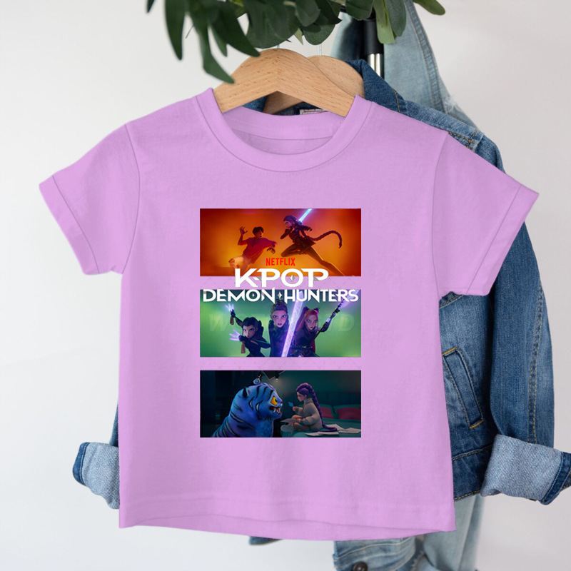 クロスボーダー KPop デーモンハンターデーモンハンターグループプリントコットン Tシャツ夏のファッション子供カジュアル半袖|undefined