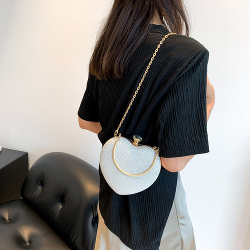 Cross-border sweet heart small handbag women's bag high-end sense evening bag trendy versatile chain shoulder bag crossbody bag