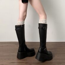 增高10cm欧美风高级感长靴女2025秋款辣妹瘦瘦靴小个子厚底骑士靴
