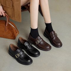 小众设计师乐福鞋英伦小皮鞋2025秋季新款一脚蹬增高真皮女鞋单鞋
