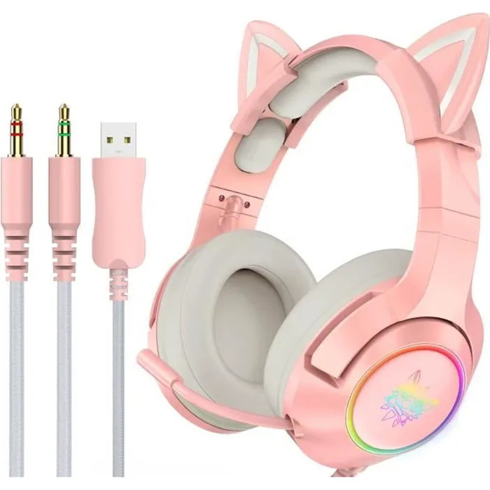K9 gato auriculares rosa 3.5mm línea de conversión