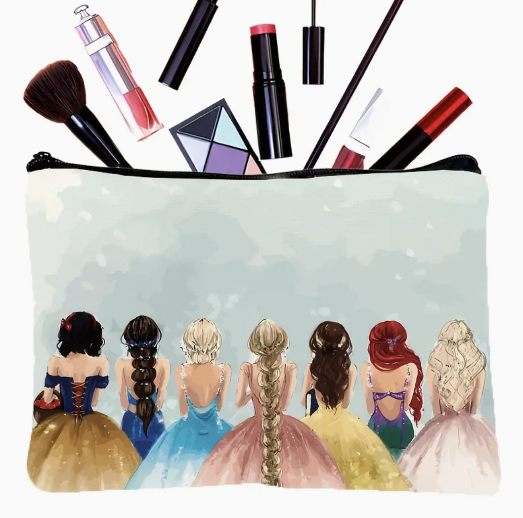 Amazon serie de princesa transfronteriza impresa doble cara algodón lino bolsa de lavado bolsa de almacenamiento bolsa de viaje de gran capacidad