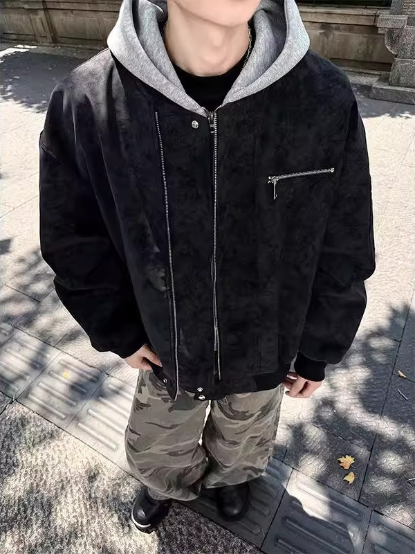 2025男士皮衣百搭痞帅机能风飞行机车皮衣短款休闲棒球服外套男潮|undefined