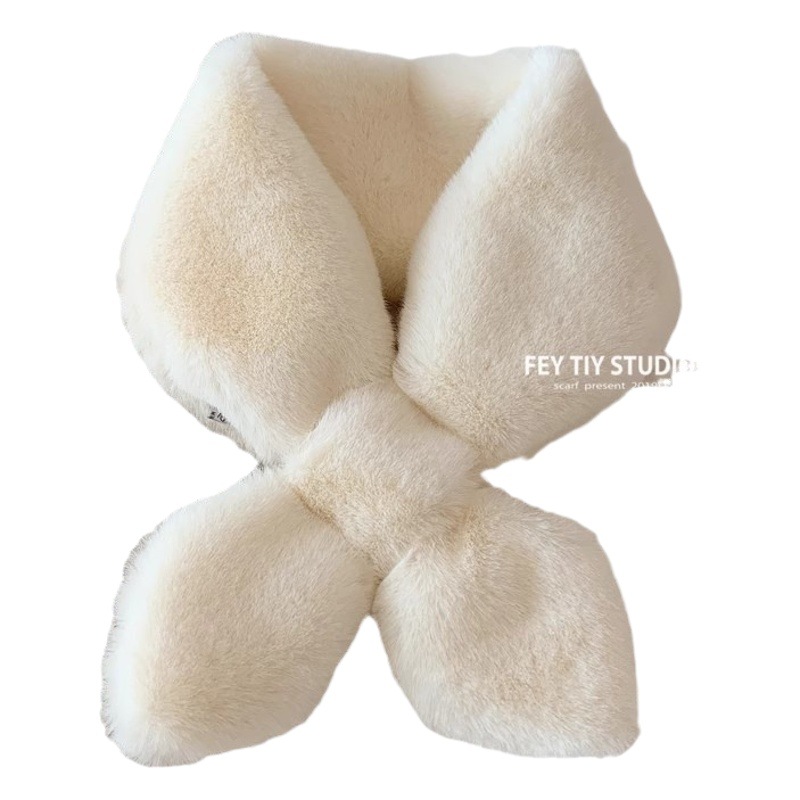 Women's plush scarf winter Korean style all-match cervical neck protection furry Japanese style small scarf warm soft girl autumn and winter collar