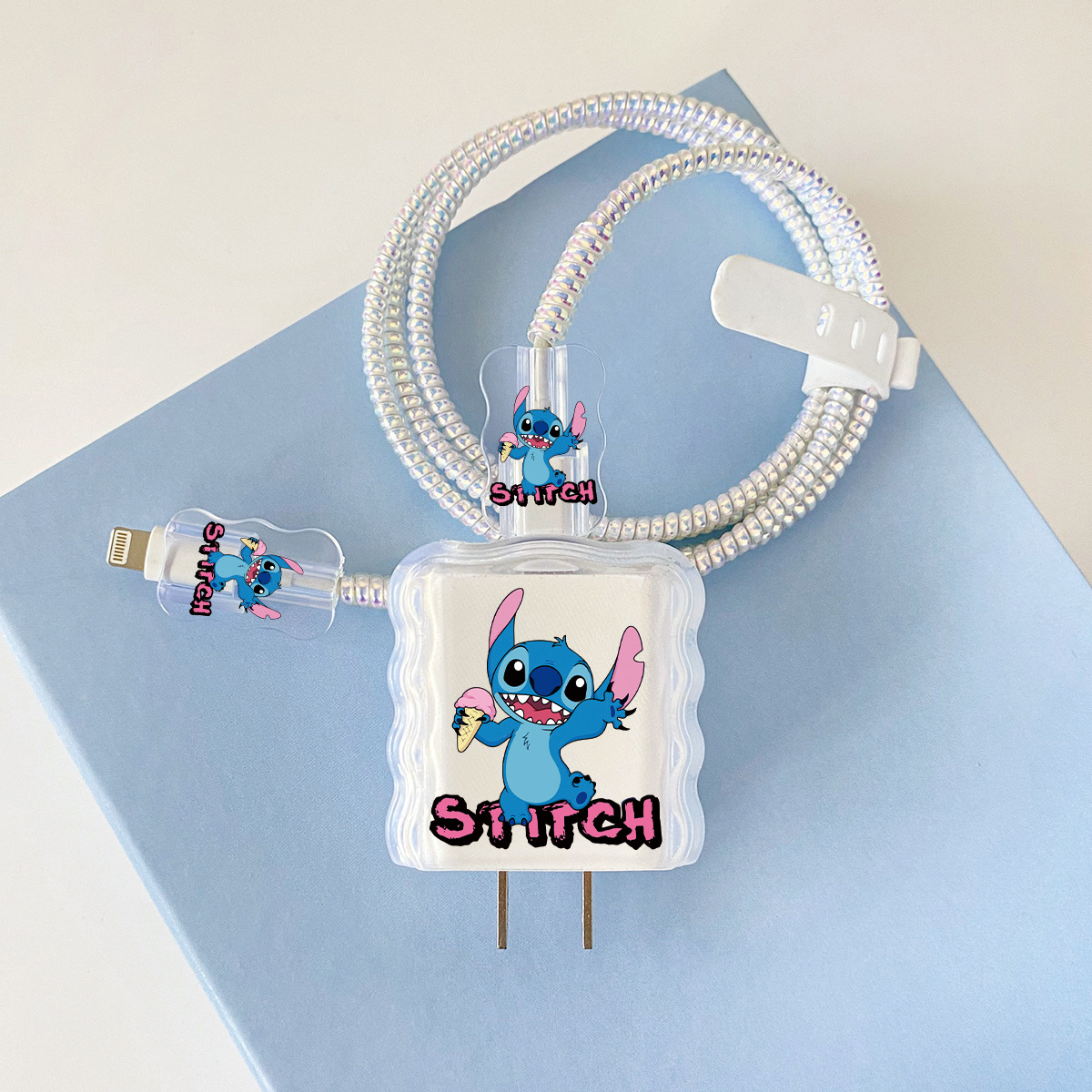 Apple 20w-A3 스티치 오버레이 헤드기어 + 물결선 클립 + 1m 레이저 흰색 로프 + 흰색 스트랩