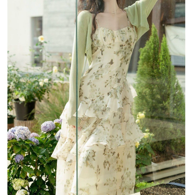 Цветочная подтяжка юбка Мори носит женский летний костюм новая юбка подтяжка кардиган с платьем для двух поколений волос