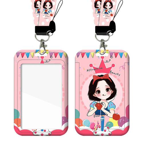 Anime princess card holder bus card student transfer card meal card access control card holder name badge work permit with lanyard wholesale