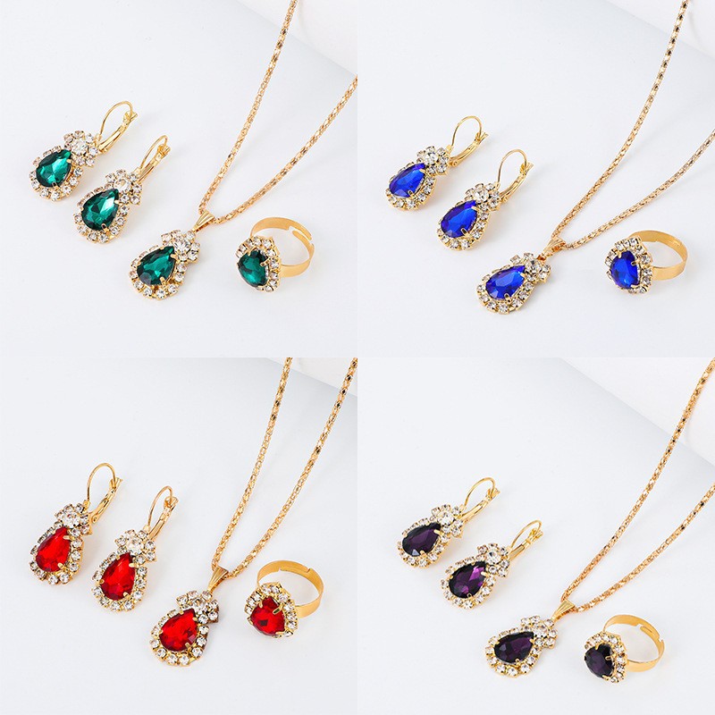 20g Weight Rhinestones Inlay Material Jewelry Set Classification Jewelry Set Quantity Daily Occasion Alloy Material Rectangle Pattern All Seasons Season Women's Gender Plating, Inlay Design Simple Style, Shiny Style Simple Style Shiny Rectangle Alloy Plating Inlay Rhinestones Women's Jewelry Set 3
