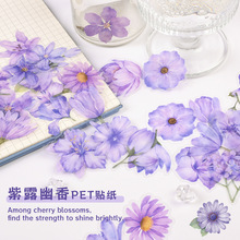 紫露幽香PET素材贴纸手账咕卡拼贴画diy装饰儿童自粘贴透明水杯贴