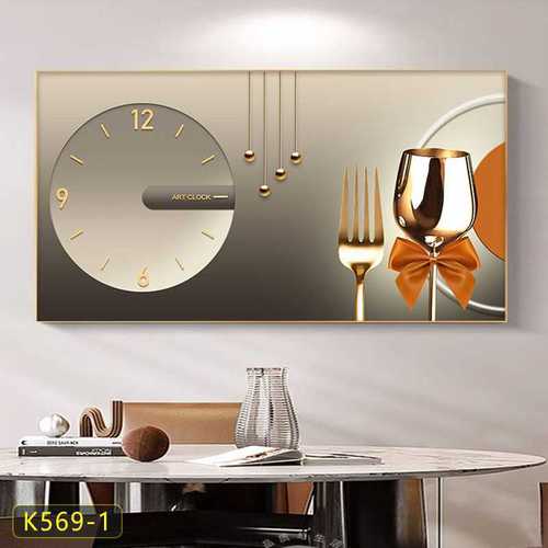 Modern light luxury restaurant decoration painting living room background wall hanging painting wine glass restaurant art clock painting