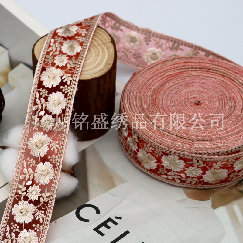 3.5cm新品欧根紗刺繍レース服アクセサリー漢服頭飾りベルトアクセサリーレース花リボン