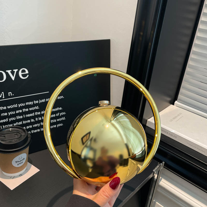 Cross-Border Foreign Trade 2026 European and American Exquisite and Tech-Savvy New Spherical Evening Bag Electroplated Simple Box Handbag
