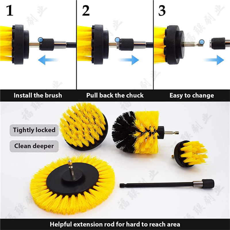 Home Crevice Cleaning Drill Brush Set 5 Piece