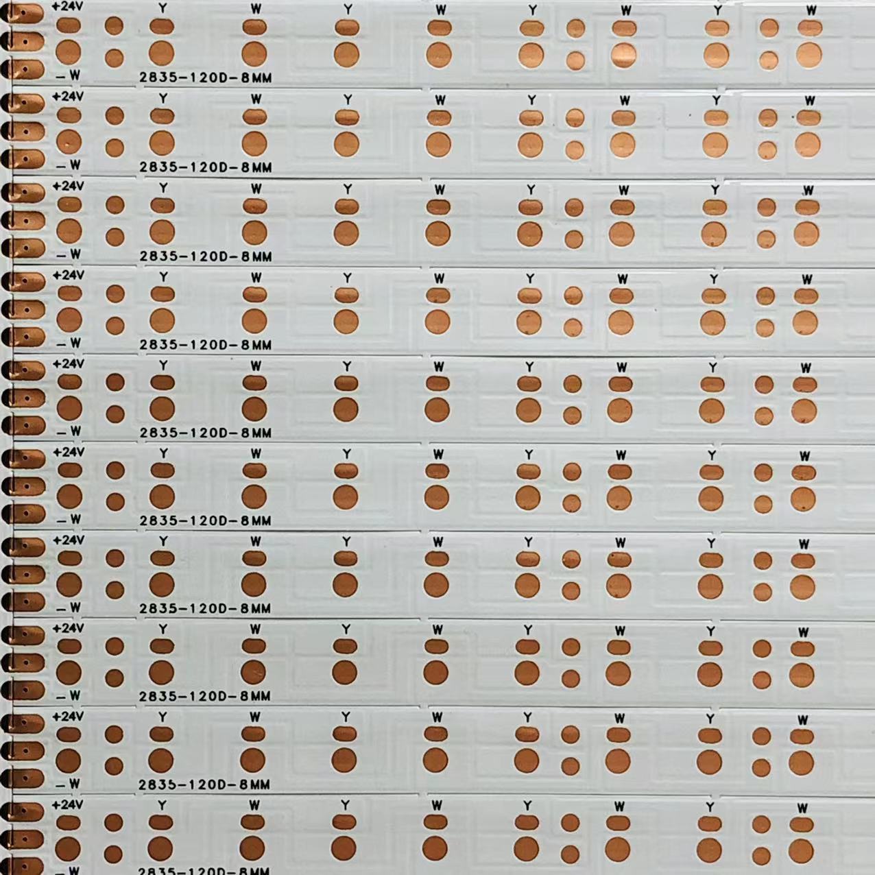FPC软灯条板2835 24V 120D/M 冷暖双色 500*8MM 覆膜黑字