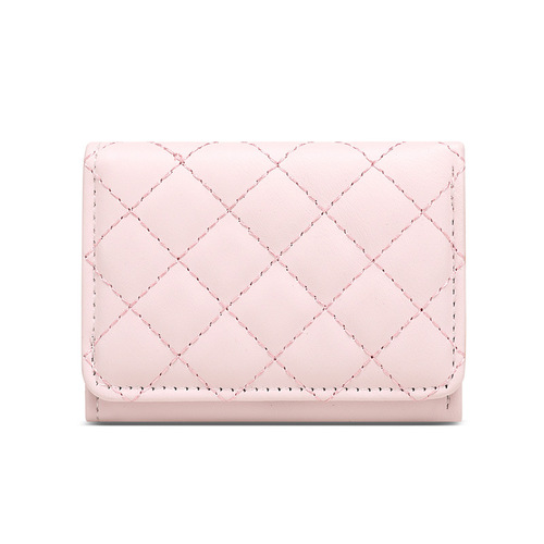 Elegant and minimalist women's fashion zippered card holder large capacity leather-like wallet, portable and lightweight tri-fold money clip