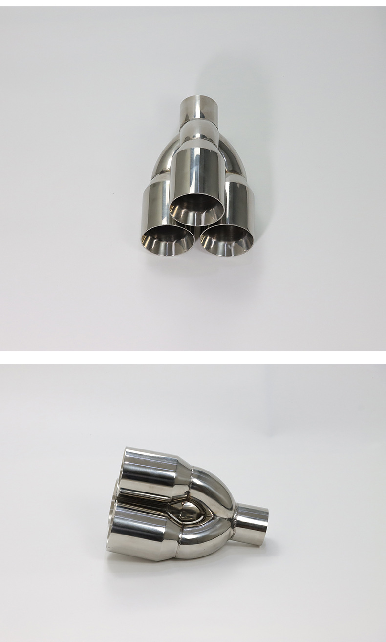 Car modification one outlet three exhaust pipe three outlet pipe modification universal tail throat three outlet tail throat stainless steel tail hood