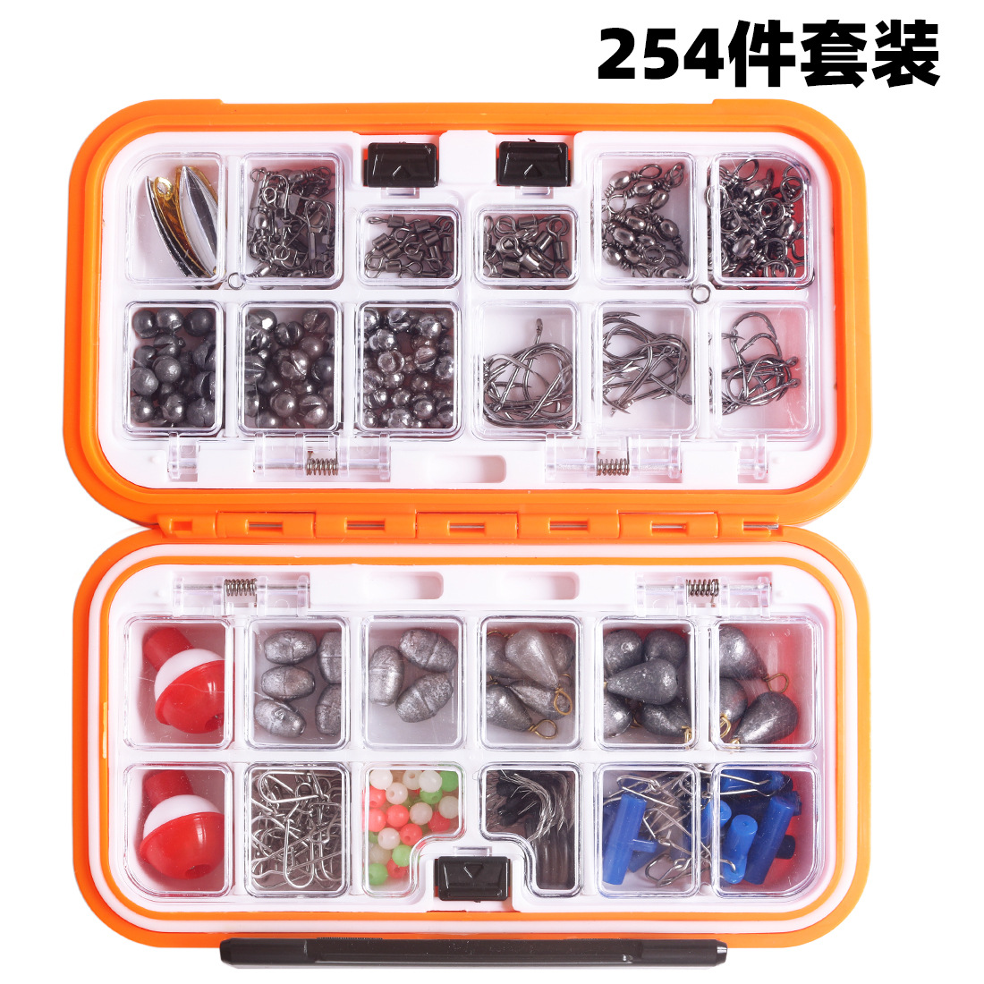 254 piezas a prueba de agua accesorios de pesca de roca traje de combinación anzuelo flotador de pescado pesca de mar caja de artes de pesca accesorios pequeños suministros de pesca